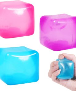 3pack Stress Cube Squishy Stress Balls for Adults Kids Fidget Toy for Your Best Mellow and Chill -Ice Cubes-Square Shape with Filling in Pink Purple Blue (3pcs Cube ) : Toys & Games